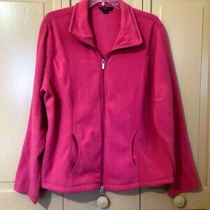 Lands' End Full Zip Pink Fleece Jacket. Size XL (18-20)